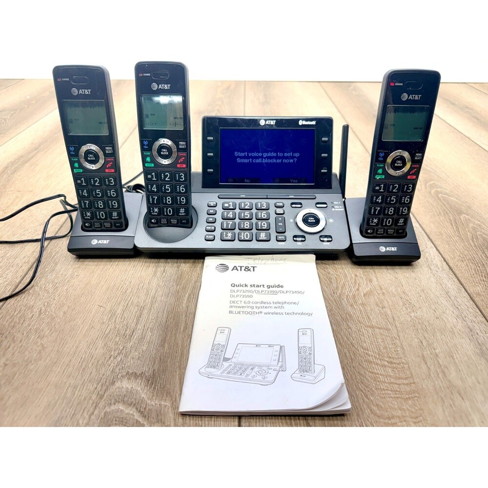 AT&T 3 Handset Cordless Home & Business Phone DECT 6.0 Connect To Cell DLP73390
